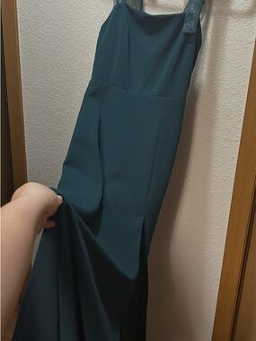 Lulu's Deep Teal Chiffon Maxi Dress